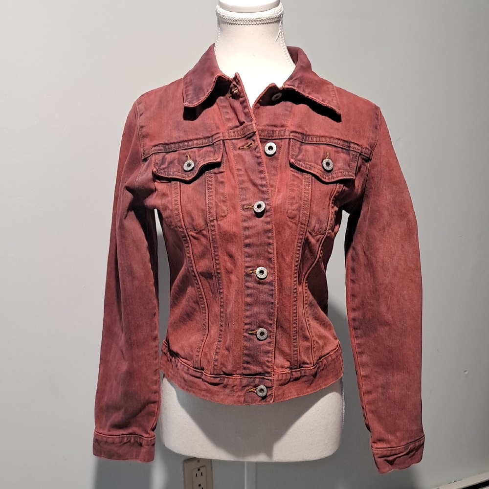 GAP Womans Jean Jacket.‎ Size Small. Pink with Blue.